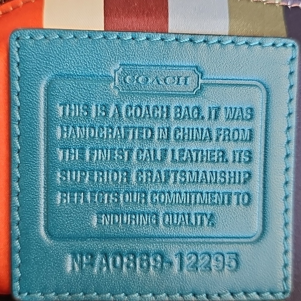 Coach 2008 Limited Edition Francine Turnlock Satchel Turquoise Legacy Lining - Picture 10 of 16
